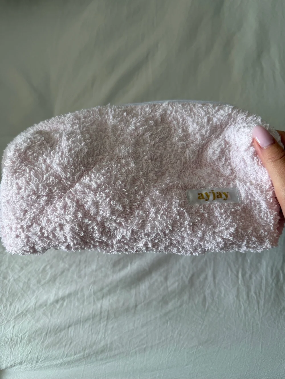 ayjay Pink Quilted Terry Zip Cosmetic Bag